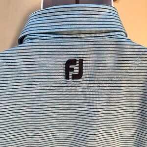 FootJoy FJ Men's blue and black striped s/s golf polo shirt Large L EUC